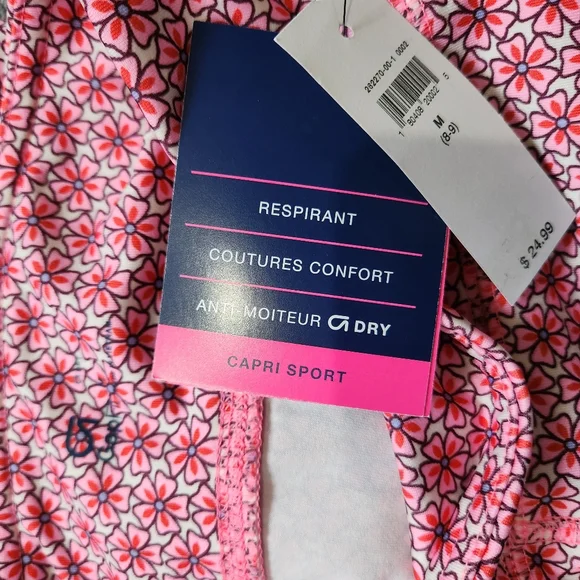 Gap Fit girls M (8-9) Capri Sport pink floral - Picture 3 of 5